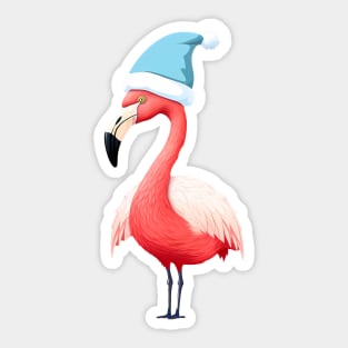 Funny Flamingo Santa Tropical Christmas Sticker